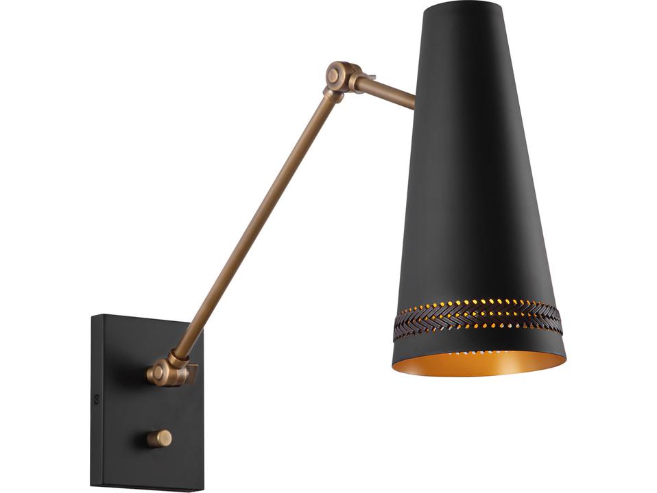Brickell 1-Light Wall Sconce in Matte Black with Hazelnut Leather