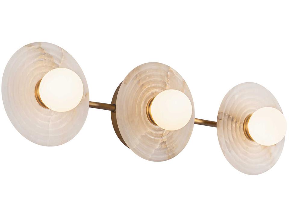 Dahlia LED Vanity Light Vintage Brass Alabaster