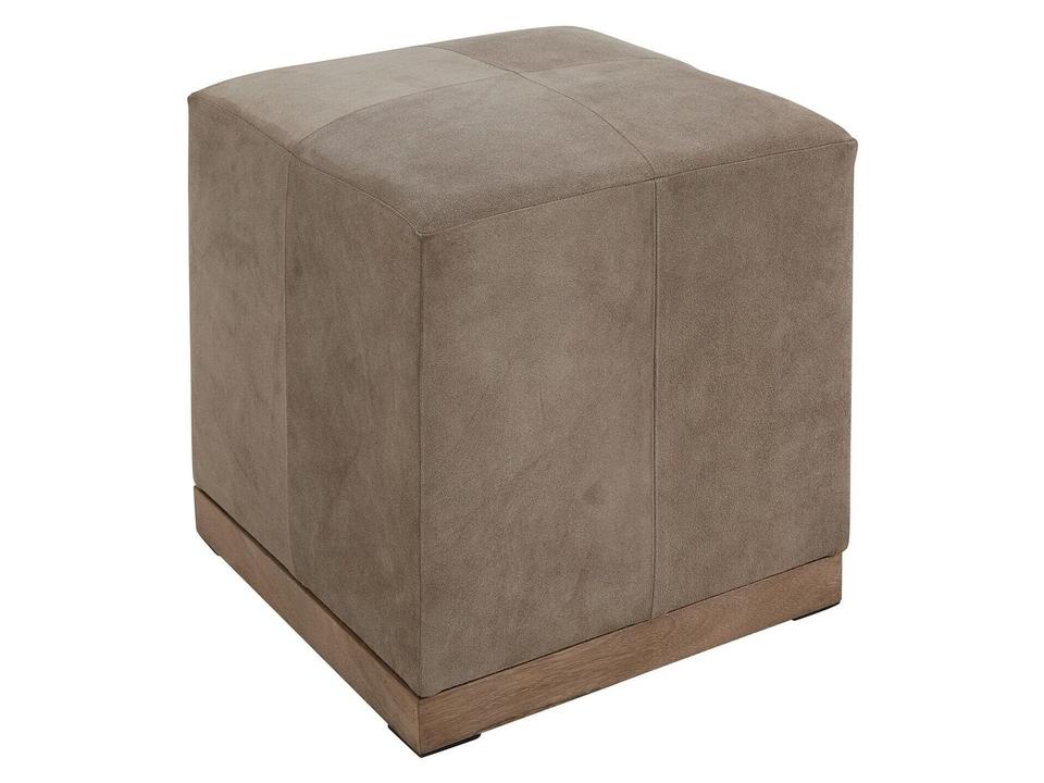 Felix 19-Inch Cube Ottoman in Smoke Suede Top Grain Leather
