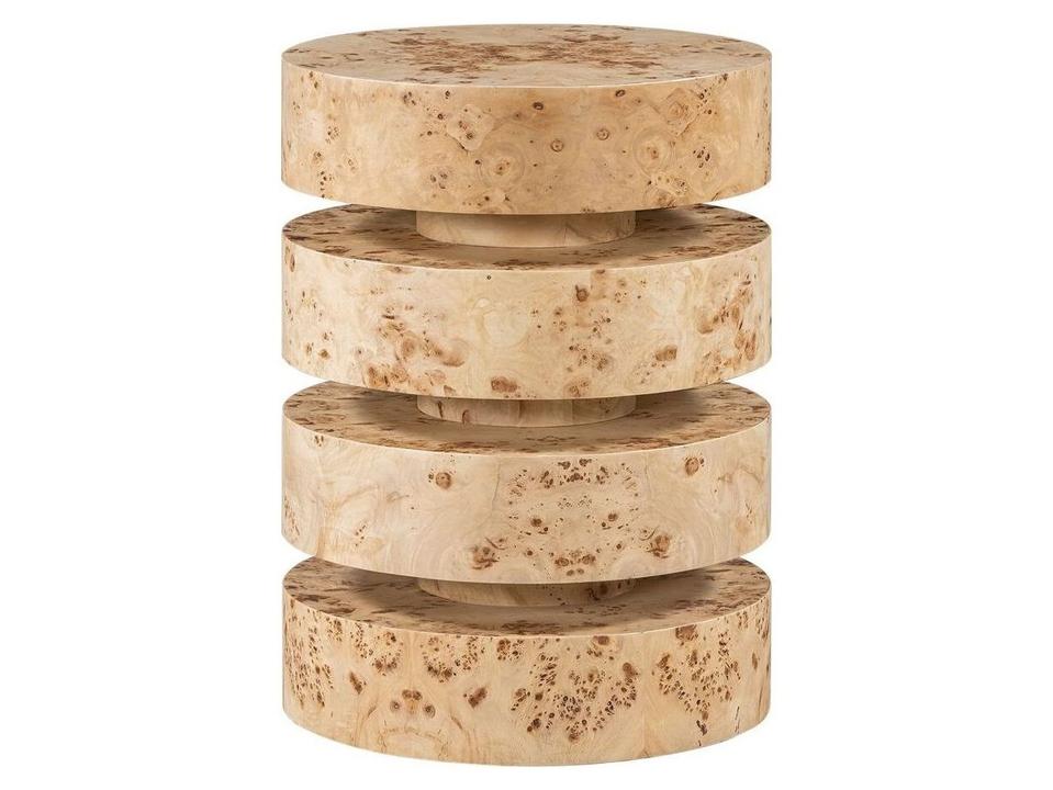 Foster Round Side Table in Toasted Burl Brown with Poplar Veneer