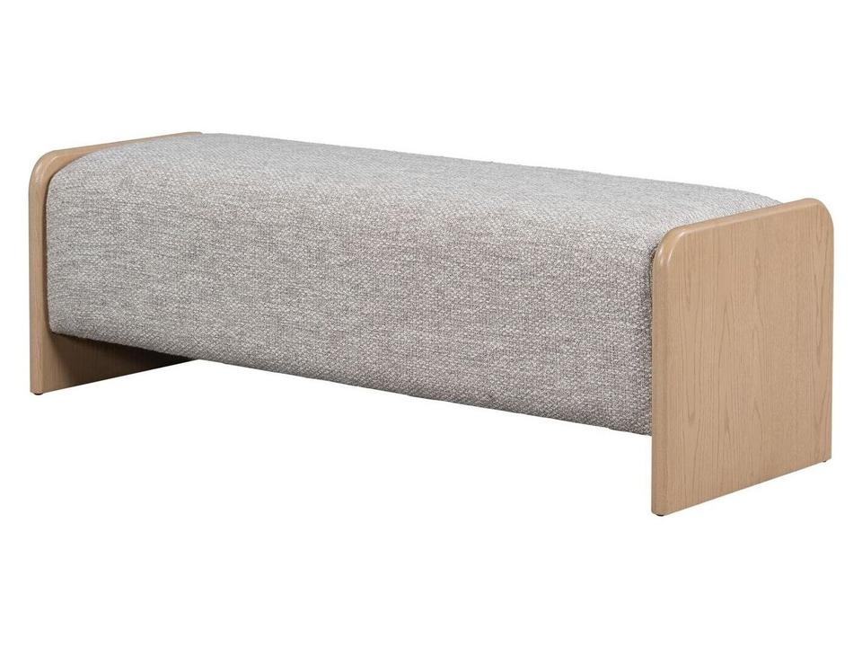 Jed Upholstered Frothed Latte Fabric Bench with Natural Oak Frame