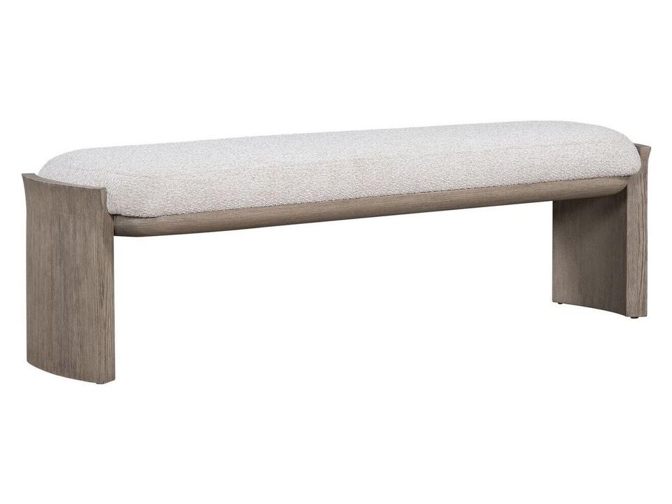 Margot Polyester Upholstered Bench with Solid Oak in Natural Flax