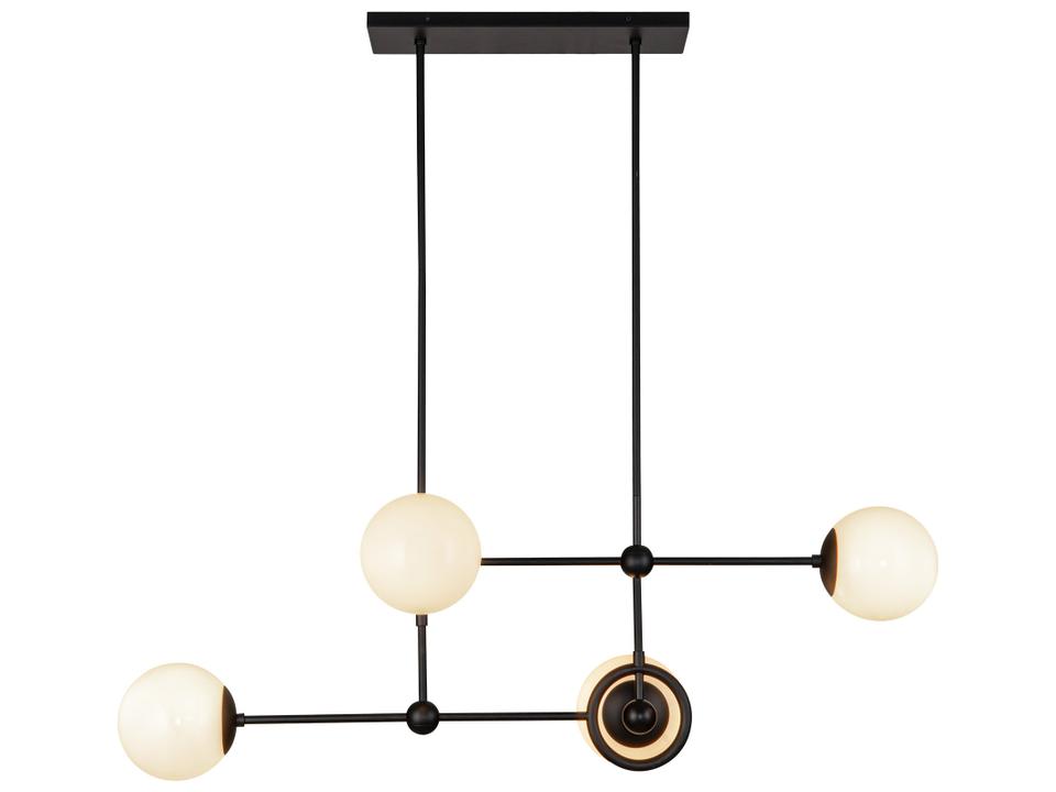Fiore Chandelier Matte Black and Glossy Opal Glass