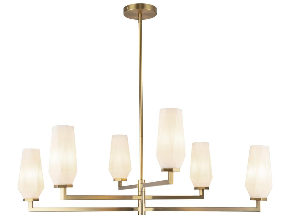 6-Light Krysta Chandelier with Opal Glass in Brushed Gold