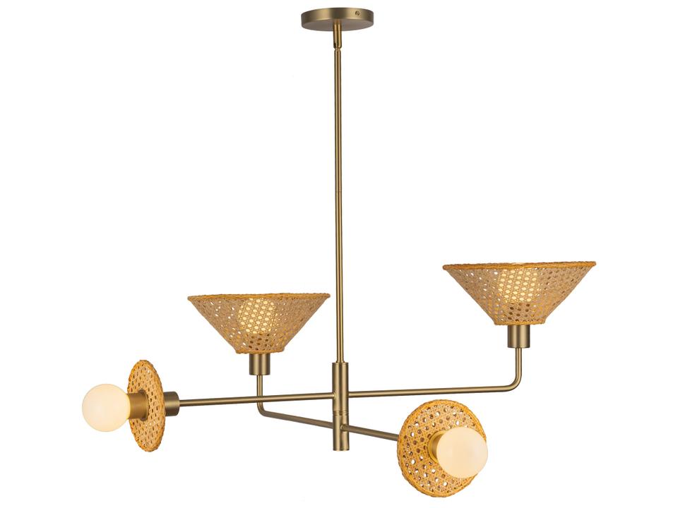 Piper Brushed Gold 4-Light Rattan Sputnik Chandelier