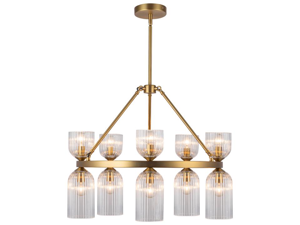 Nelly Chandelier Brushed Gold with Ribbed Glass