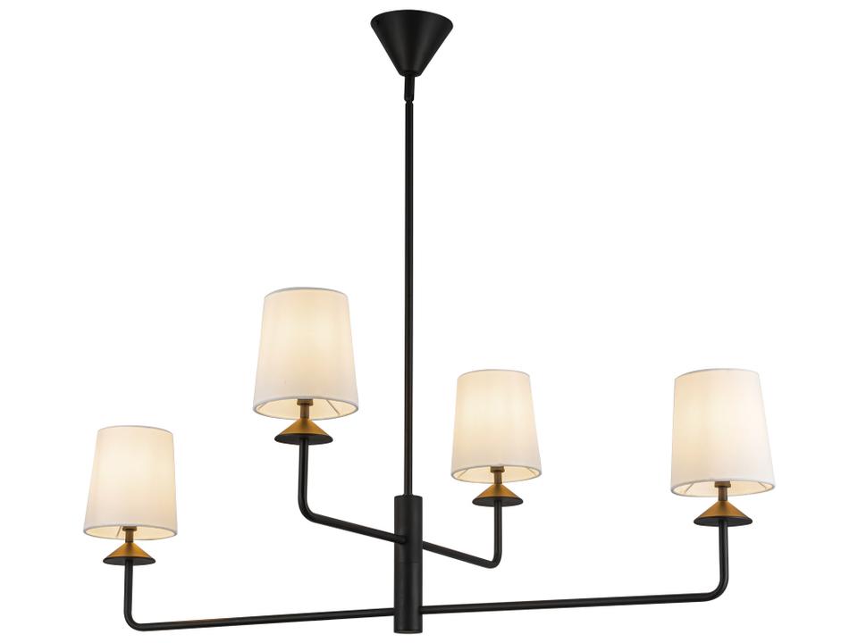 Bridgette 4 Light Linear Chandelier Matte Black and White Linen