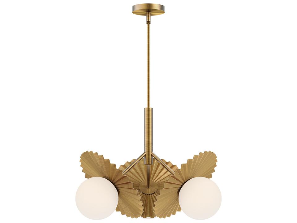 Plume Chandelier Modern Gold and Opal Glass