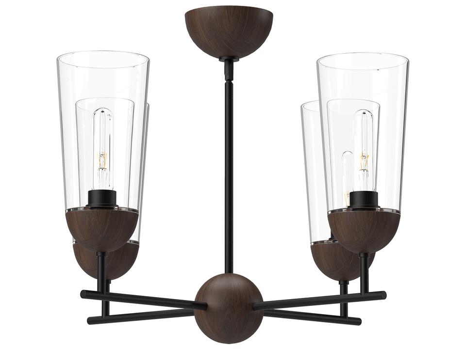 Emil Chandelier in Matte Black and Walnut
