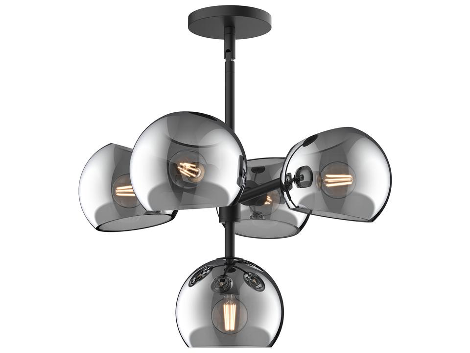 Willow 5 Light Chandelier in Matte Black and Smoked Glass