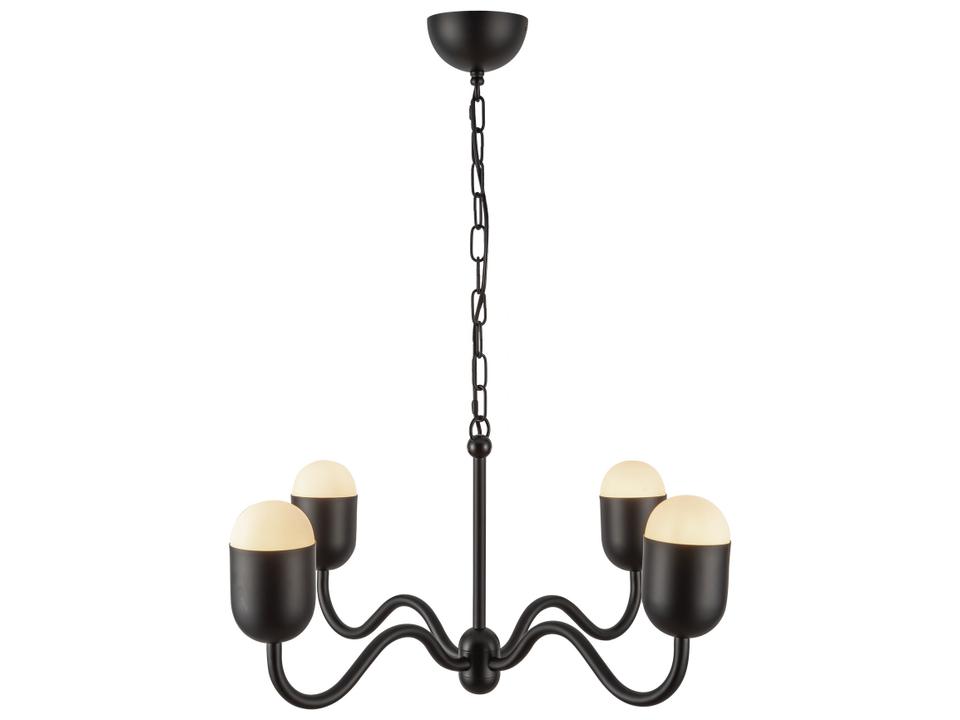 Effie 4 Light Chandelier in Matte Black and Opal Glass