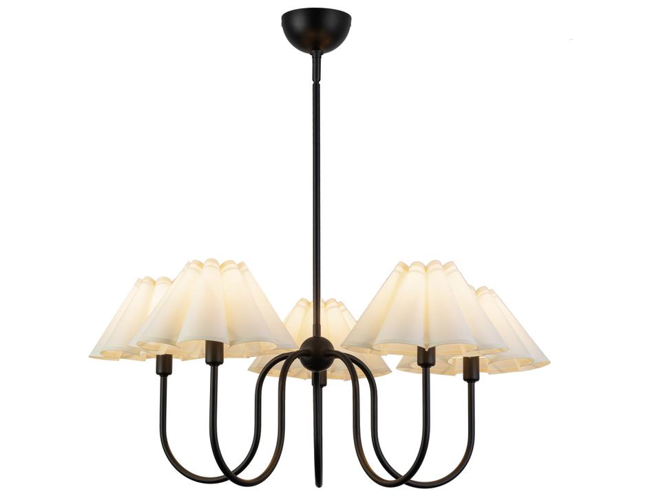 Rosemary Chandelier Matte Black with Folded White Shades