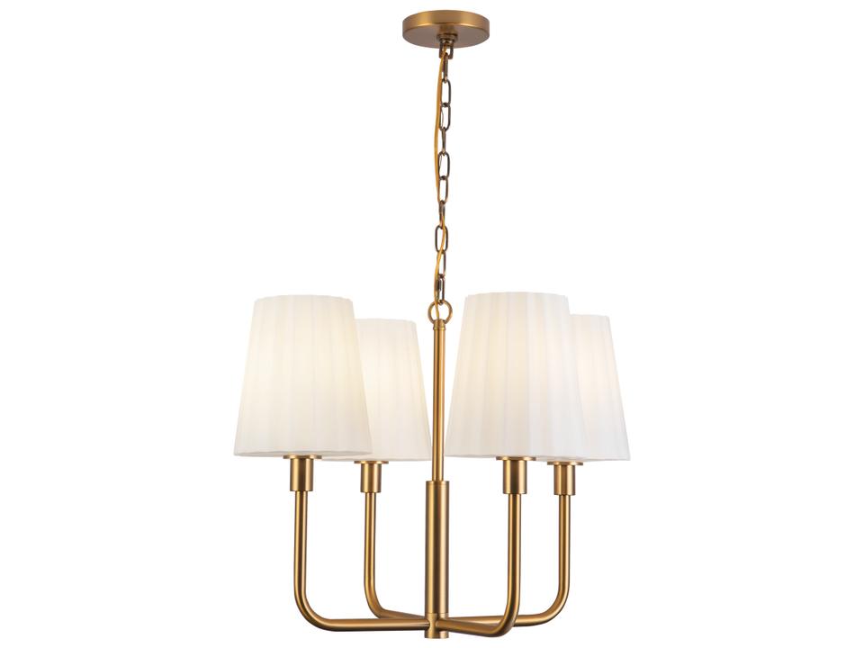 Plisse 4 Light Chandelier in Aged Gold