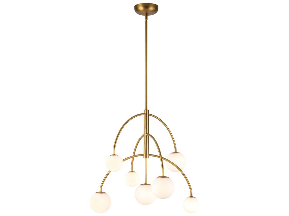 Fiona 7-Light Brushed Gold Opal Glass Globe Chandelier