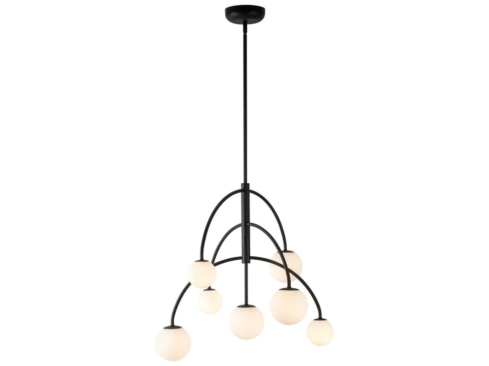 Fiona 7-Light Matte Black Opal Glass Globe Chandelier