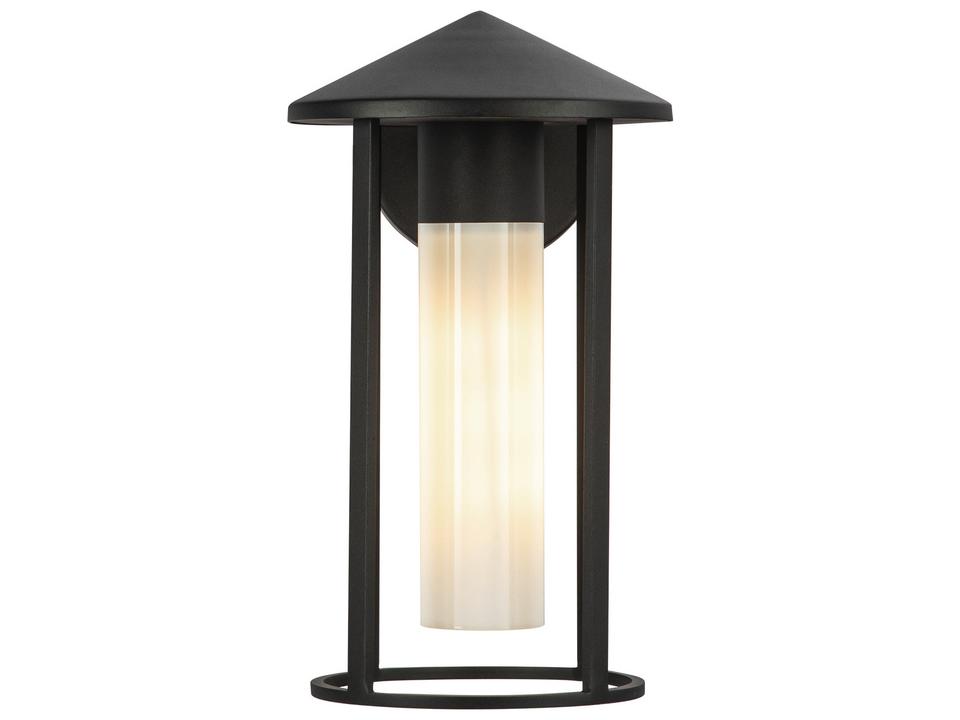 Tenko 1-Light Outdoor Wall Sconce in Black with Glossy Opal Glass
