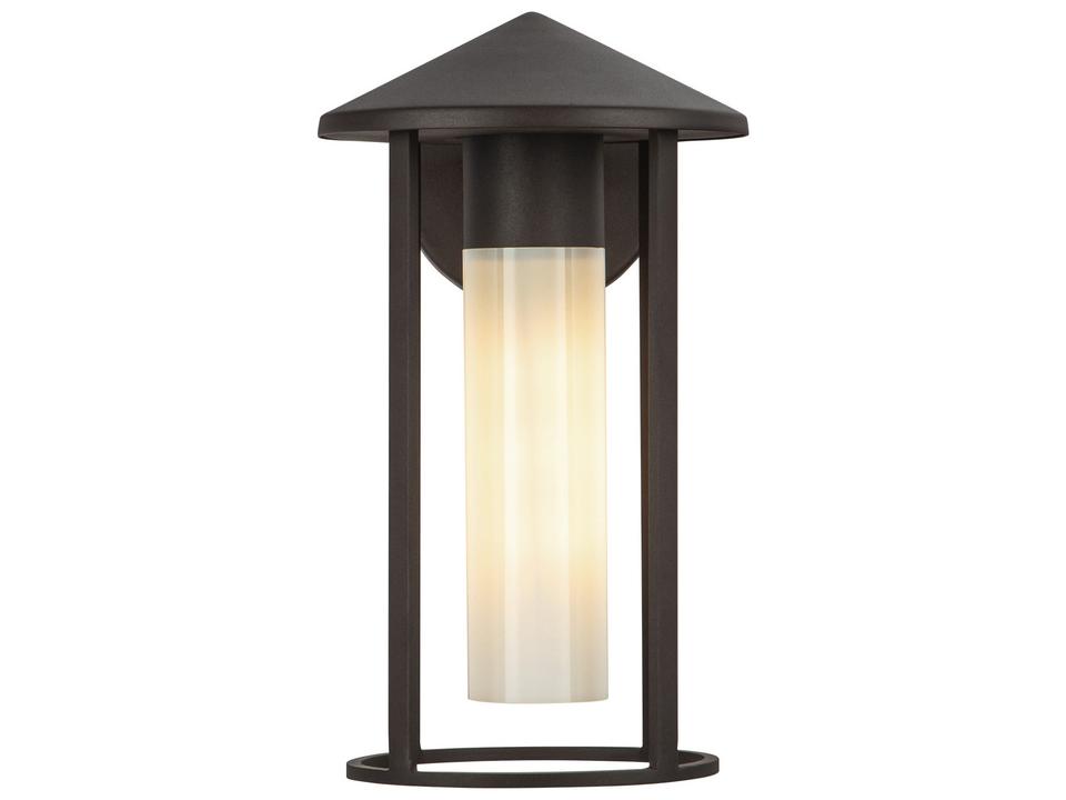 Tenko 1-Light Outdoor Wall Sconce with Glossy Opal Glass in Bronze