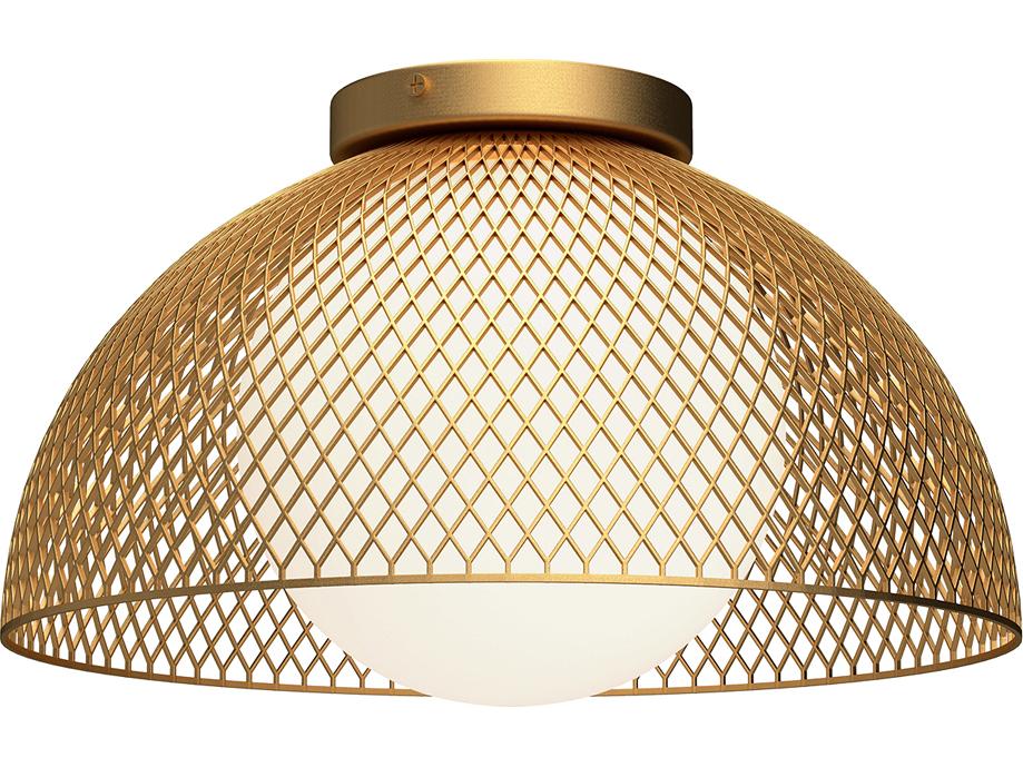 Haven Flush Mount Ceiling Light in Gold and Opal Glass