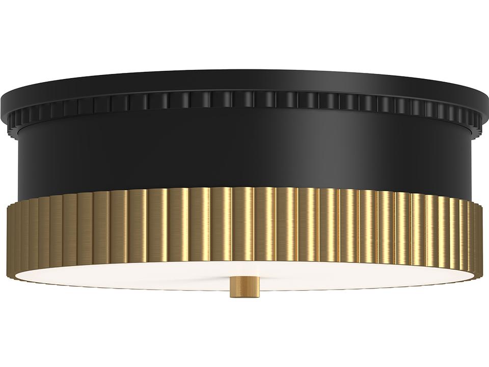 Rue 3-Light Flush Mount Ceiling Light in Matte Black and Brushed Gold