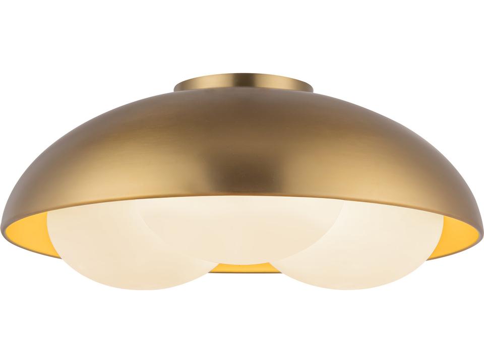 Robyn 3-Light Flush Mount Ceiling Light in Brushed Gold and Opal Glass