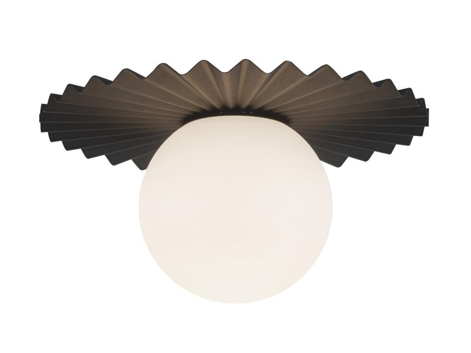 Plume 1-Light Flush Mount Ceiling Light in Matte Black with Opal Glass