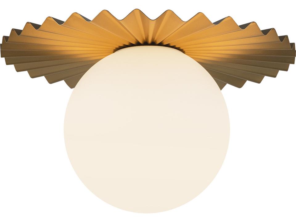 Plume 1-Light Modern Flush Mount in Brushed Gold with Opal Matte Glass