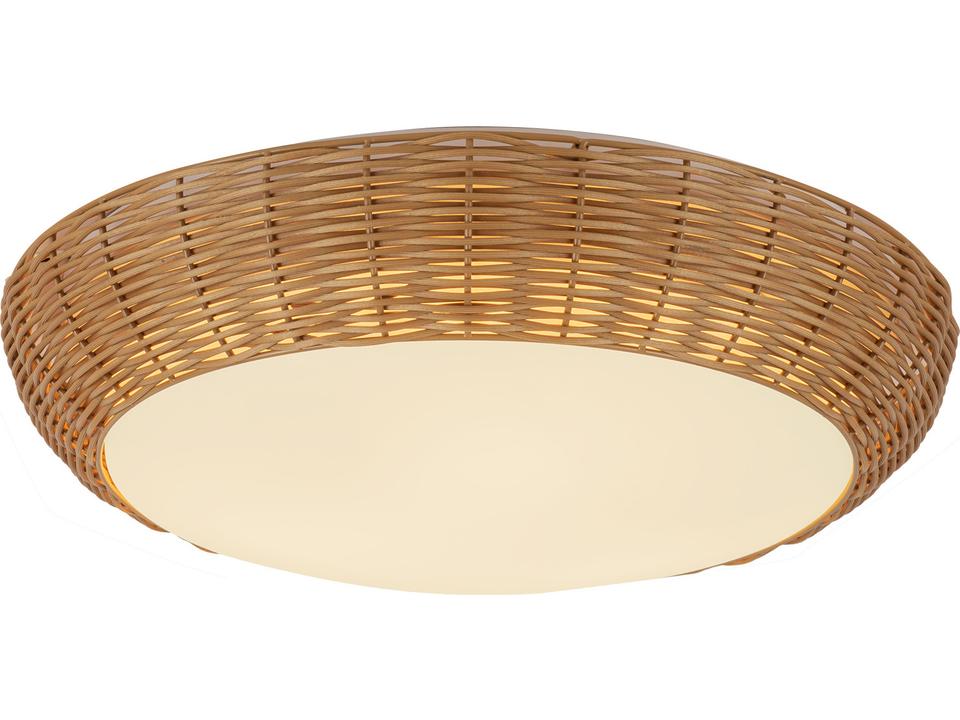 Merida 3-Light Rattan Flush Mount in Rattan with Opal Glass