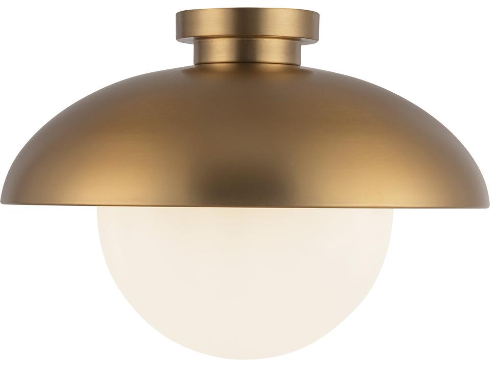 Rubio 1-Light Aged Gold Flush Mount Ceiling Light with Opal Matte Glass
