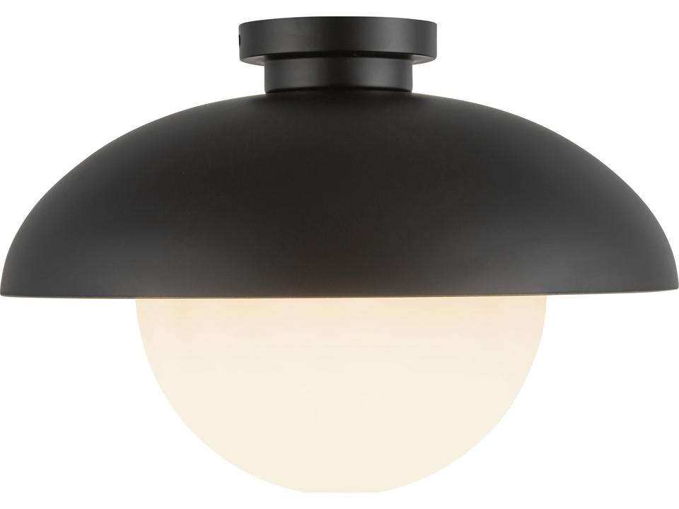 Rubio 1-Light Flush Mount Ceiling Light in Matte Black with Opal Matte Glass