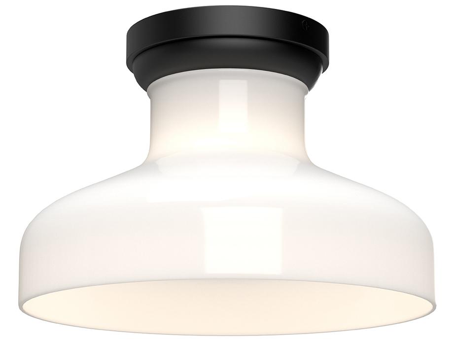 Westlake 1-Light Flush Mount Ceiling Light in Matte Black with Opal Glass