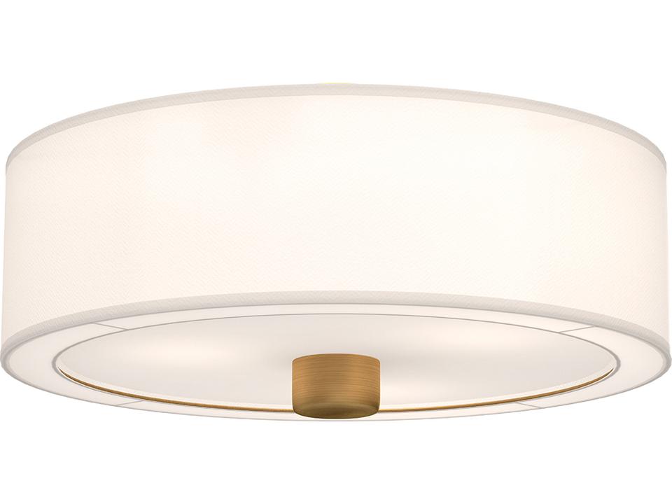 Theo 3-Light Flush Mount in Aged Gold with White Linen Shade