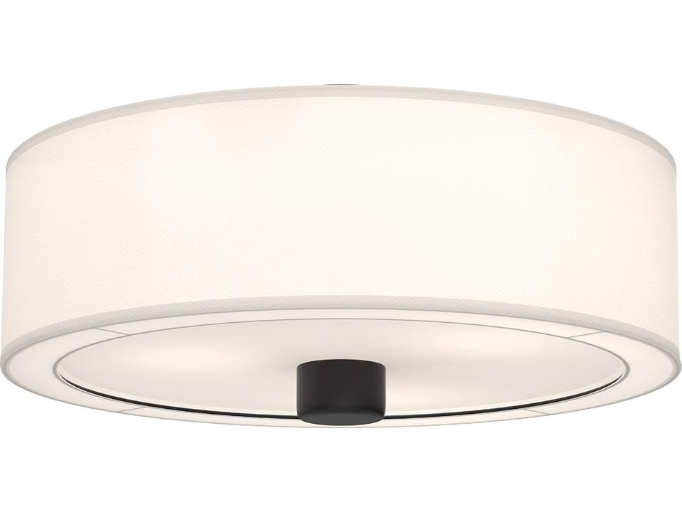 Theo 3-Light Flush Mount Ceiling Light in Matte Black with White Linen