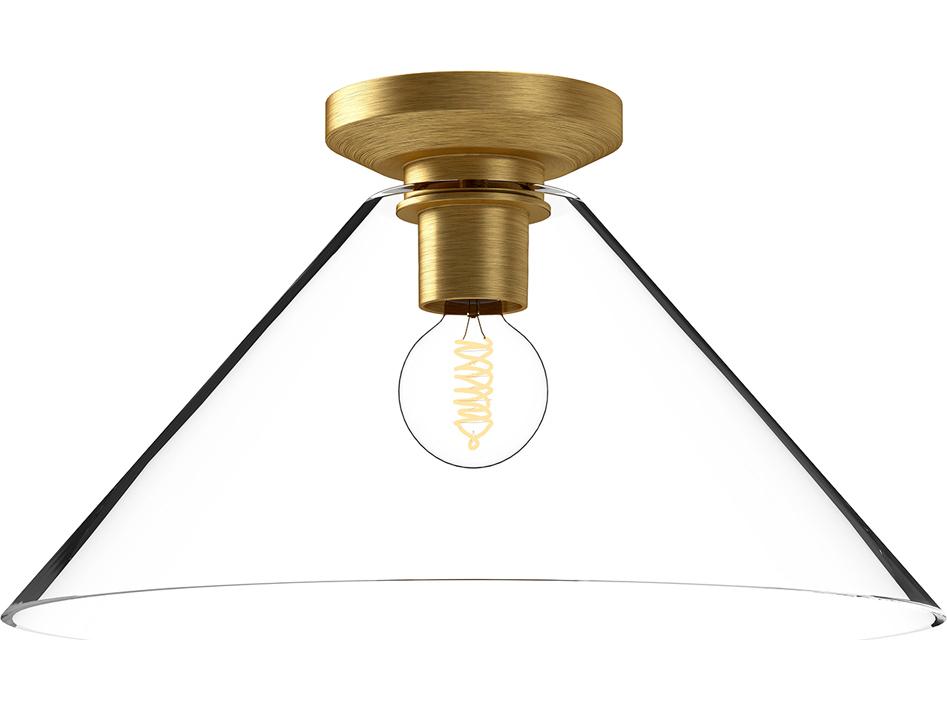1-Light Salem Flush Mount Ceiling Light with Clear Crystal in Brushed Gold