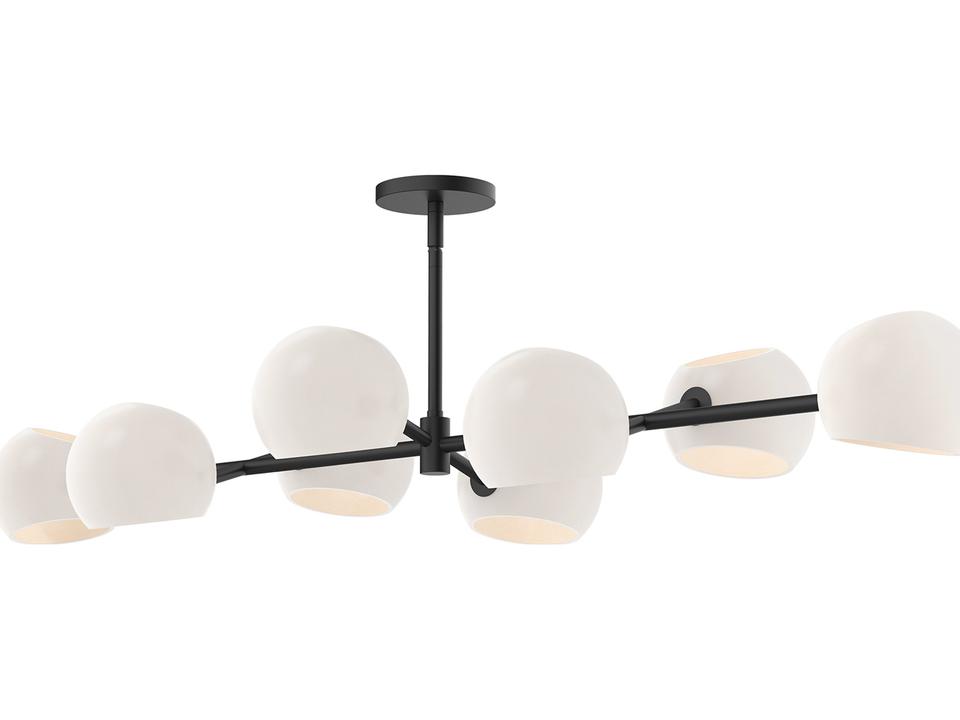 Willow Linear Pendant Light in Matte Black and Opal