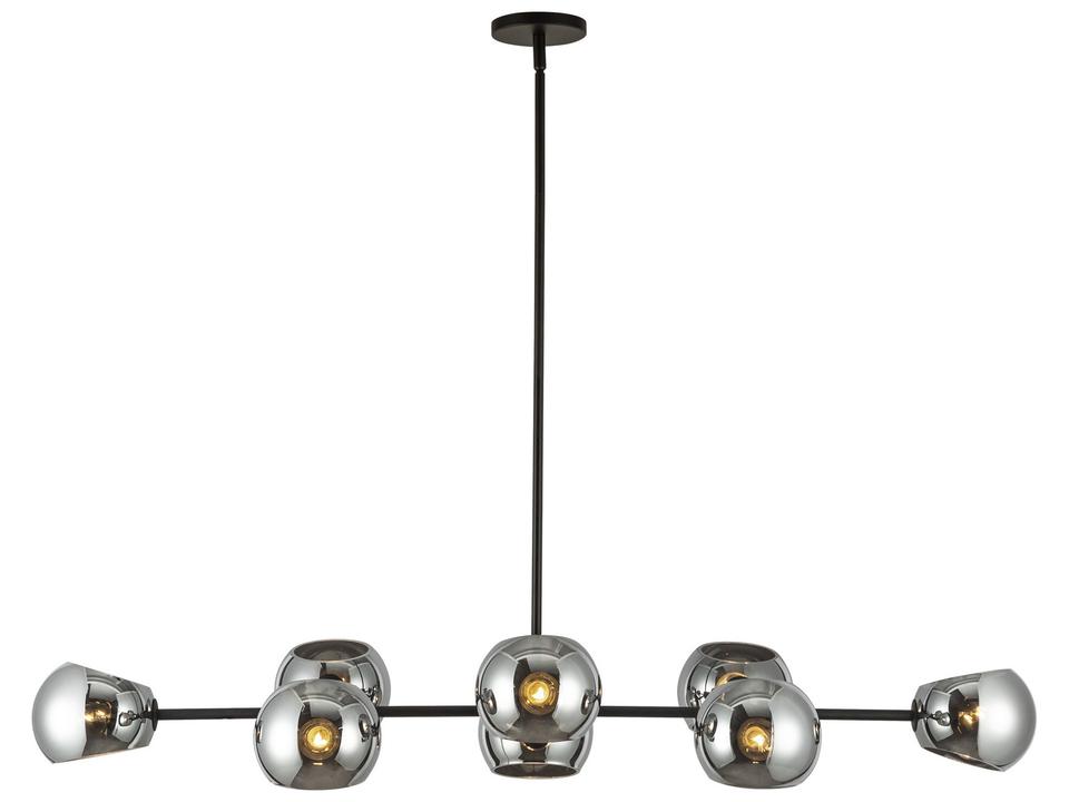 Willow Linear Pendant Light in Matte Black and Smoked Glass