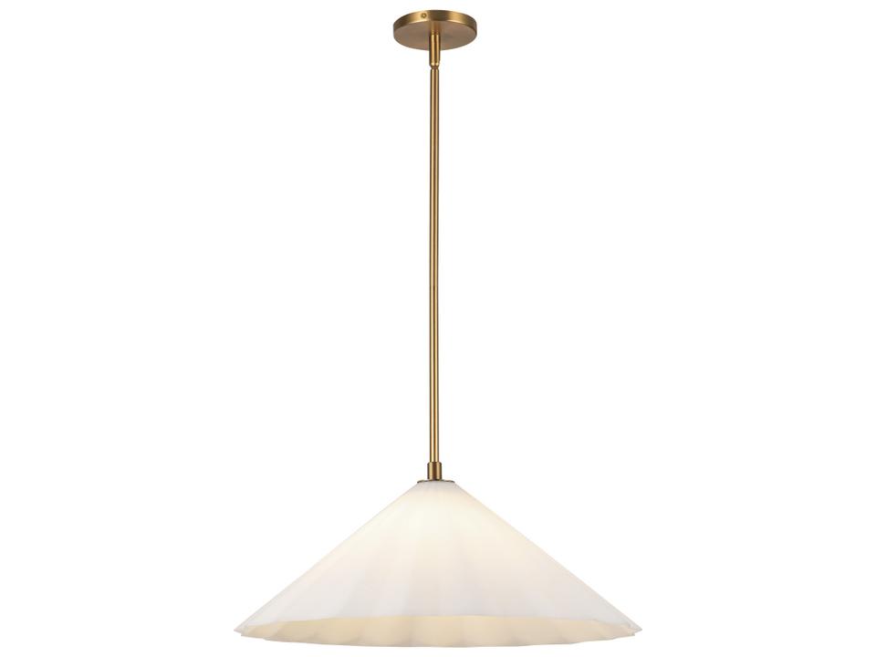 Serena Pendant Light in Aged Gold with Pleated Glass