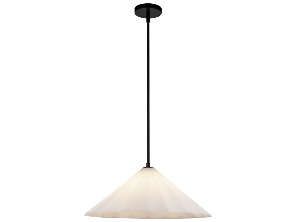 Serena Pendant Light Matte Black with Pleated Opal Glass