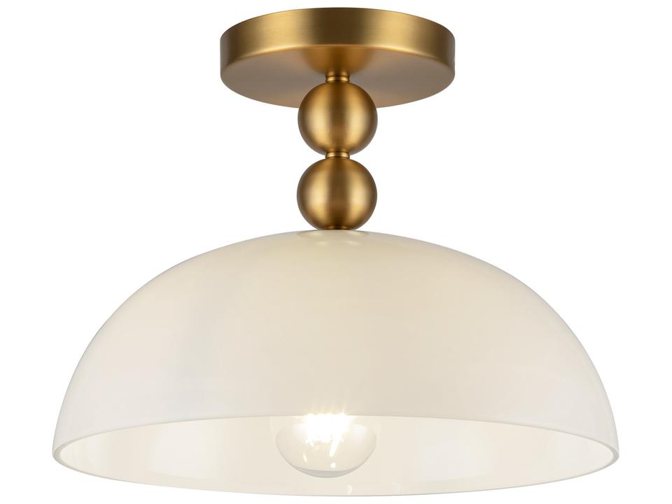 Paisley 1-Light Semi-Flush Mount Ceiling Light in Brushed Gold with Opal Glass