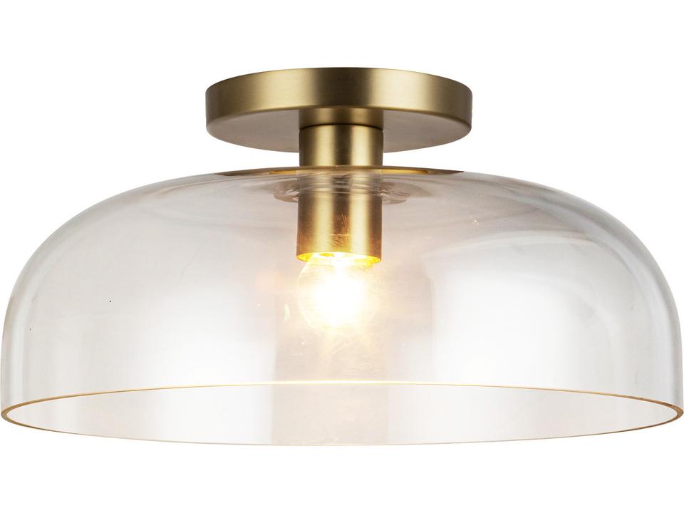 Sylvia 1-Light 12-Inch Semi-Flush Mount in Brushed Gold with Clear Glass