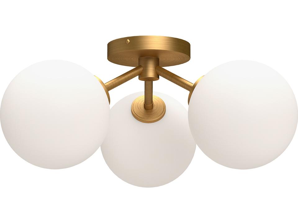 Cassia 3-Light Semi-Flush Mount in Aged Gold with Opal Glass