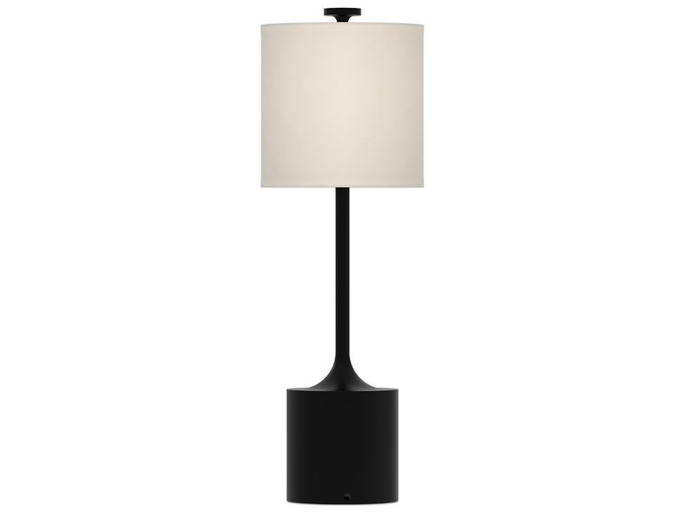 Issa Table Lamp in Matte Black with Ivory Linen Shade