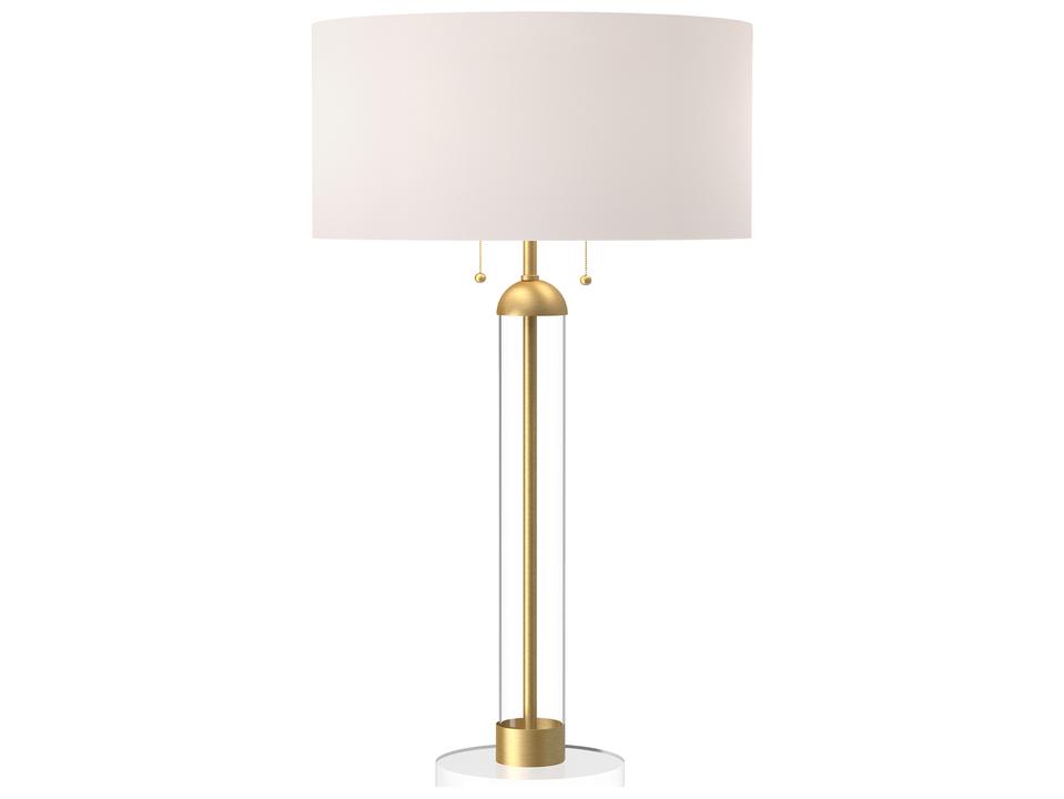 Sasha Table Lamp in Brushed Gold and White Linen