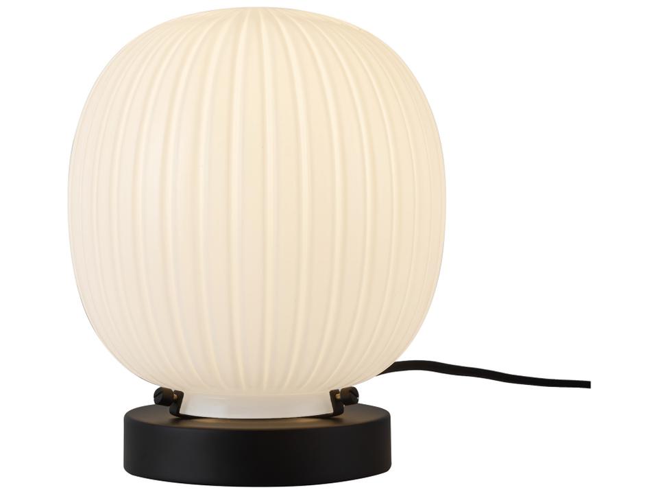 Table Lamp Cherise Matte Black Ribbed Opal Glass