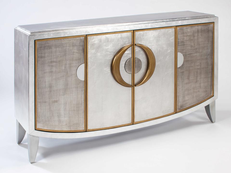 64" Wide Silver Worn Dark Silvery Accent Chest