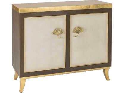 Aged Tarnished Goldleaf Beige Walnut Wood Accent Chest