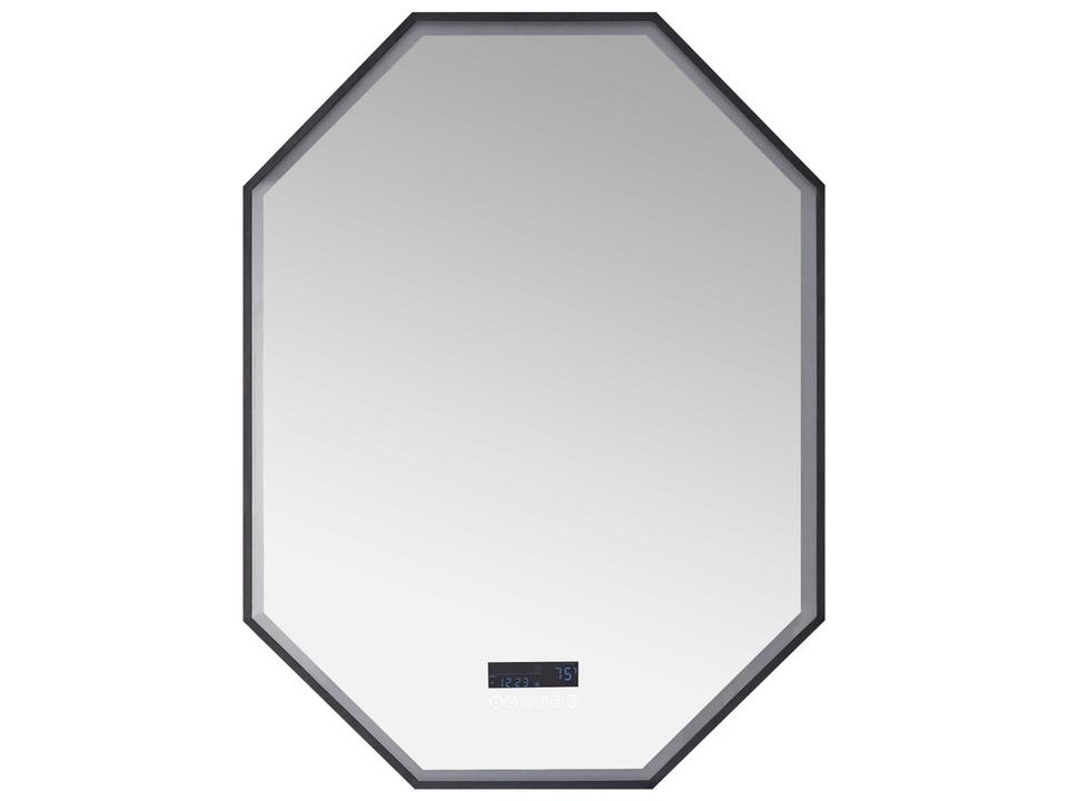 Otto Octagon LED Lighted Bathroom Mirror with Bluetooth and Defogger in Black Frame