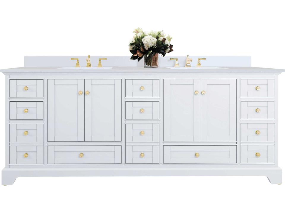 Audrey 84-Inch Double Bathroom Vanity in White
