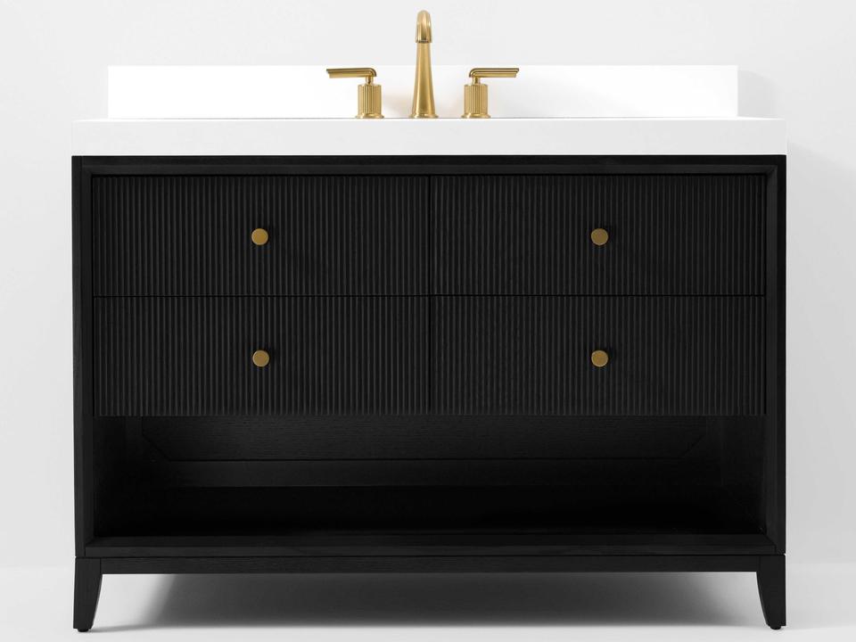 Momo 48-Inch Freestanding Single Sink Bathroom Vanity Black Oak