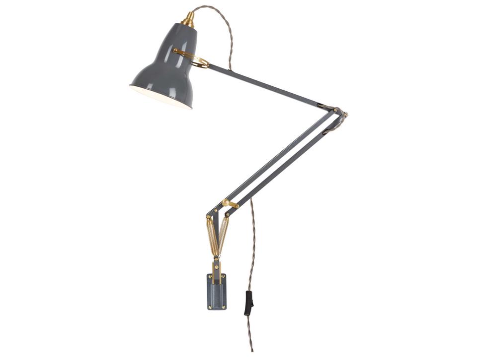 Original 1227 Brass Wall Mounted Task Lamp in Elephant Grey