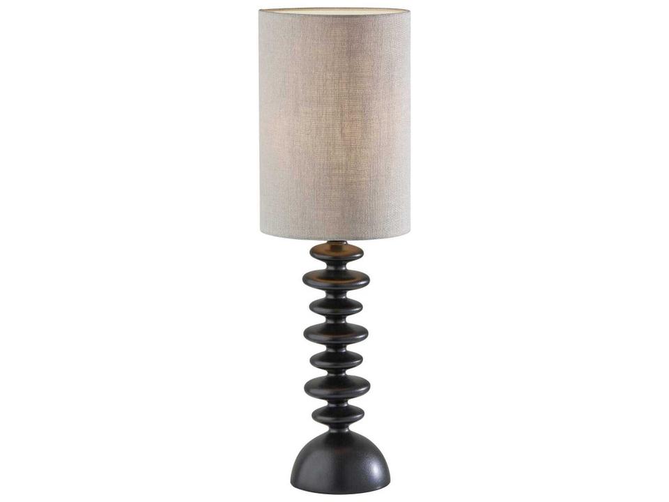 Beatrice Matte Black Polyresin Taupe Textured Fabric Buffet Lamp